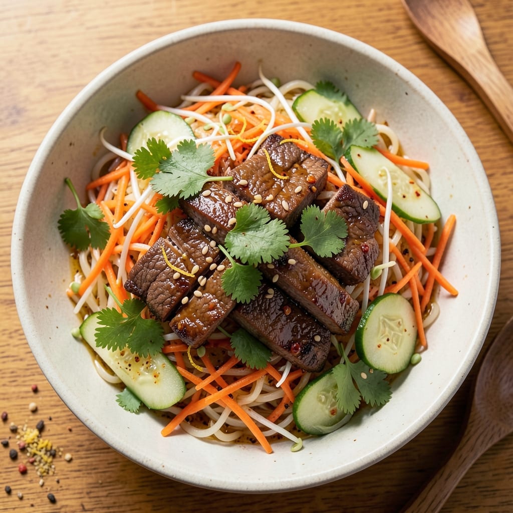 Asian Beef Noodle Salad Recipe: Crisp-Tender Beef with Tangy Peanut Zing