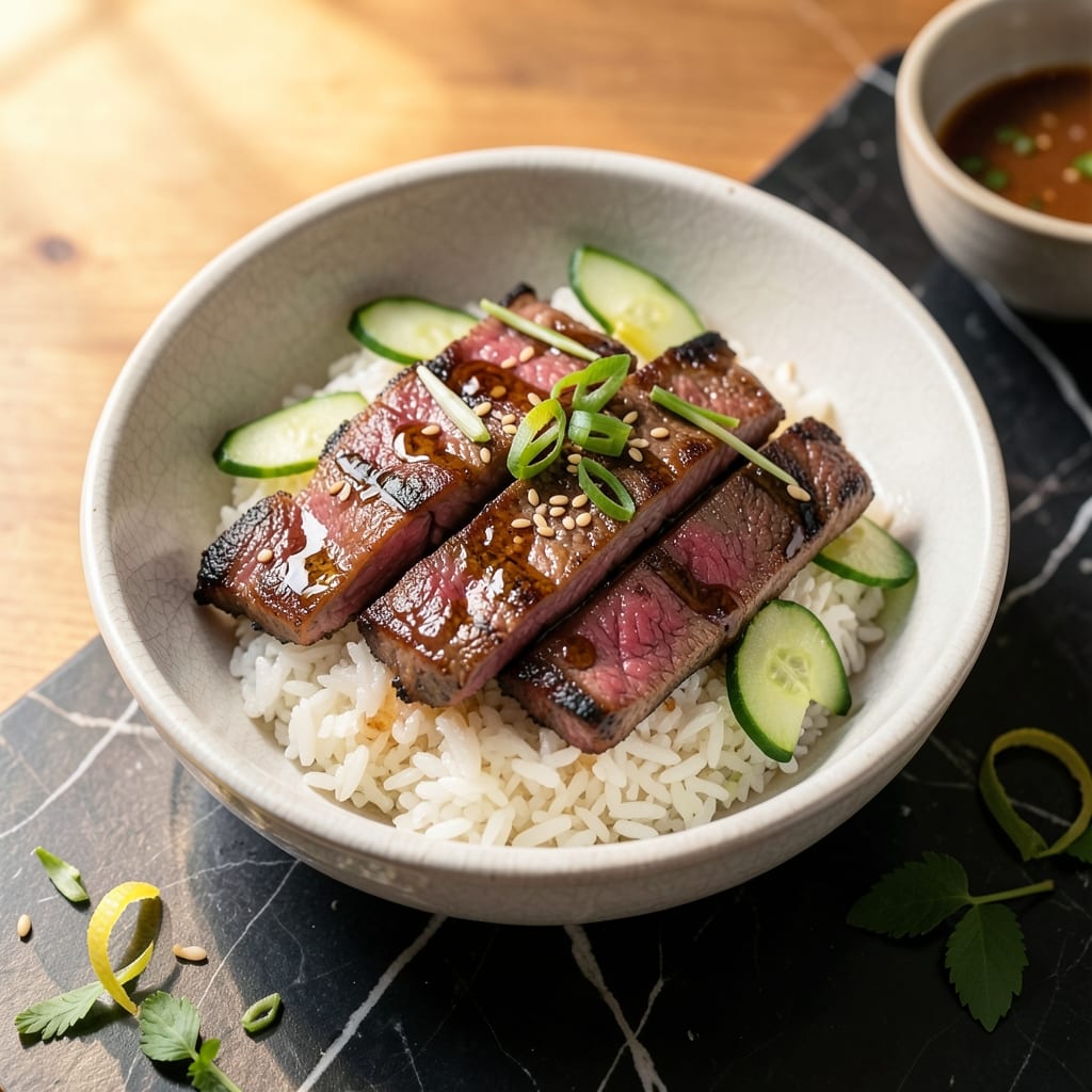 Asian Beef and Rice Bowl Recipe: Wok-Seared Tender Beef Over Fragrant Jasmine Rice