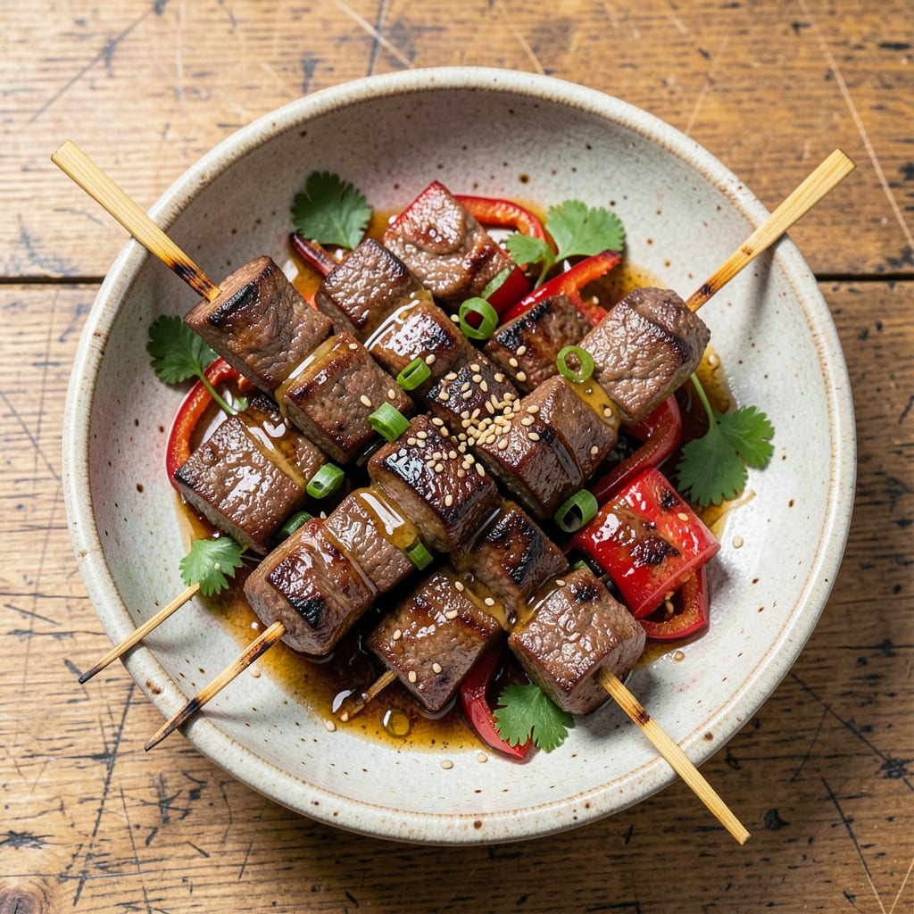 Asian Beef Kabobs Recipe: Charred Marinated Bites with Sweet Chili Heat