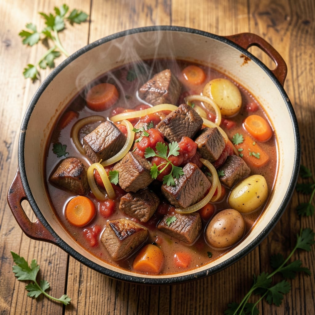 Austrian Beef Stew Recipe: Paprika-Kissed Richness in a Cast-Iron Pot