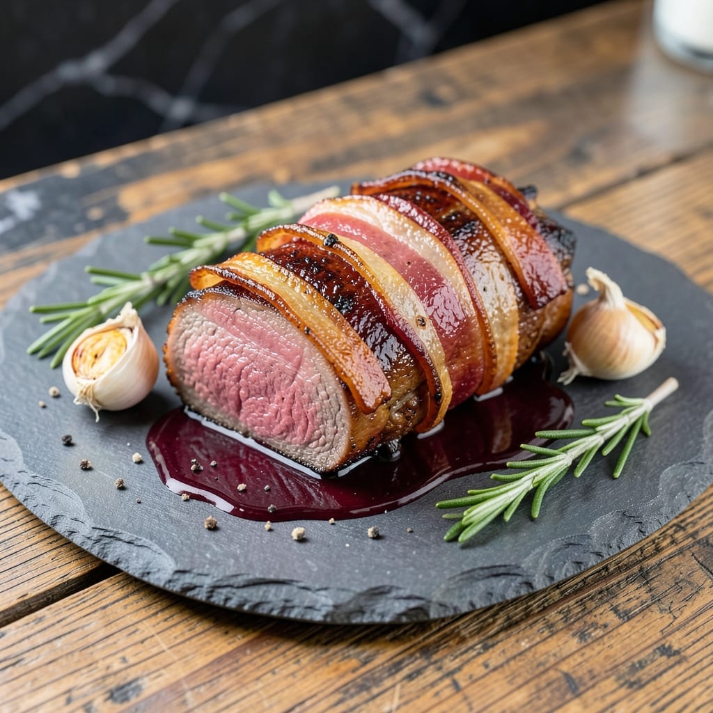 Bacon-Wrapped Beef Tenderloin Recipe: Oven-Seared Crust Over Juicy Centers