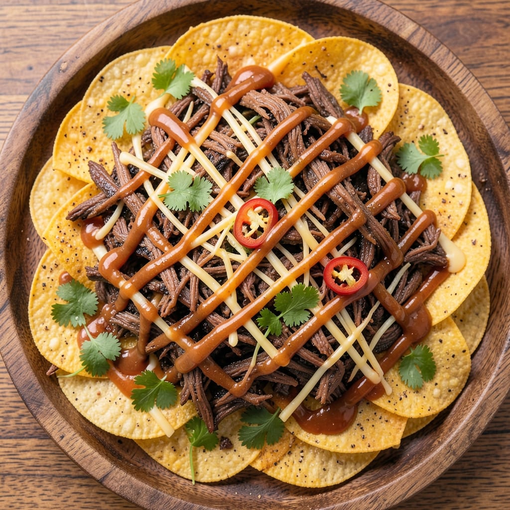 BBQ Beef Nachos Recipe: Smoky Cheese Tower with Crunchy Tortilla Layers