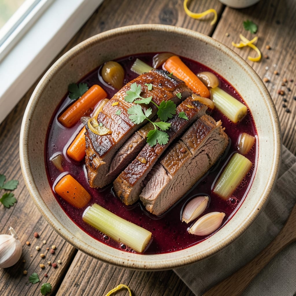 Au Bon Pain Beef Stew Recipe: Deep-Red Wine Braise With Caramelized Roots