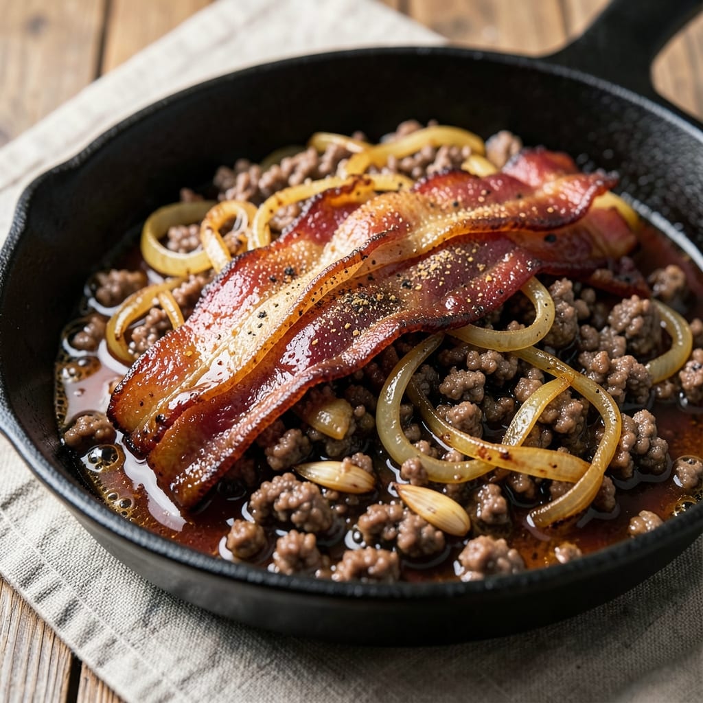Ground Beef and Bacon Recipe: Smoky-Spiced Skillet with Caramelized Edges