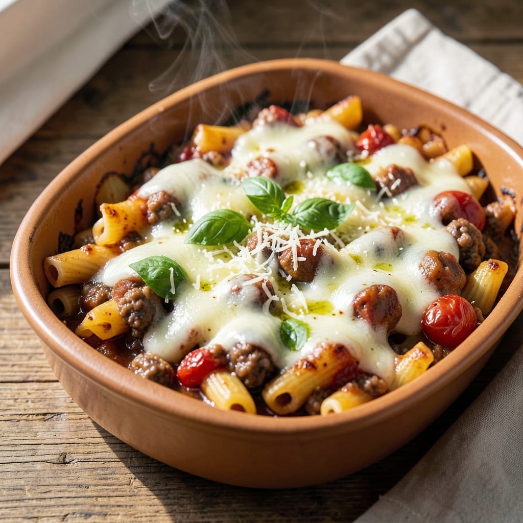 Baked Ziti Recipe with Ground Beef and Italian Sausage: Spiced Meat Layers That Melt Together