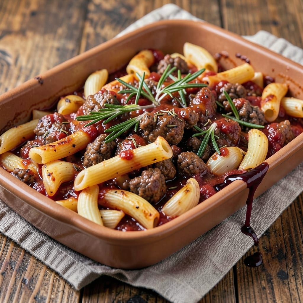 Baked Beef Rigatoni Recipe: Deep Umami Pasta with Caramelized Meat Crust
