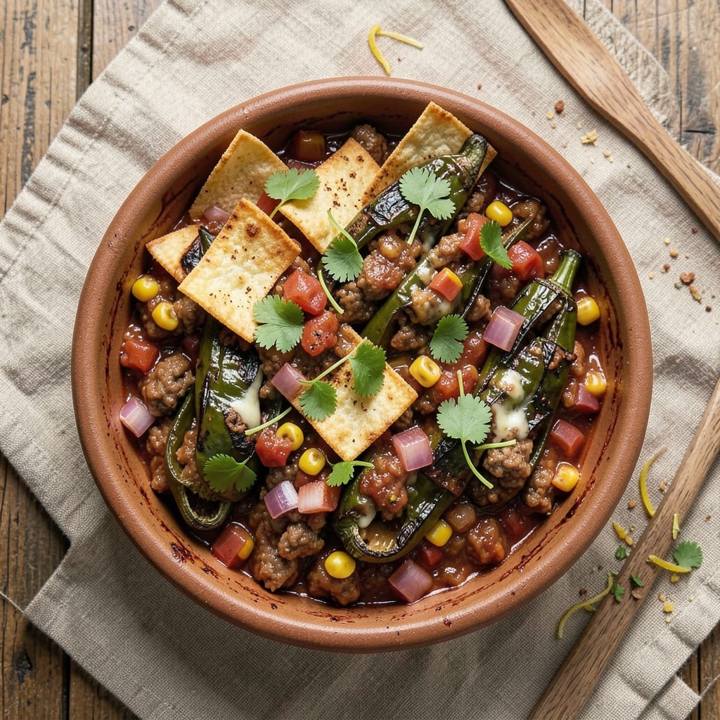 Baked Beef Chili Relleno Recipe: Crispy Tortilla Crunch Meets Smoky Chili Filling
