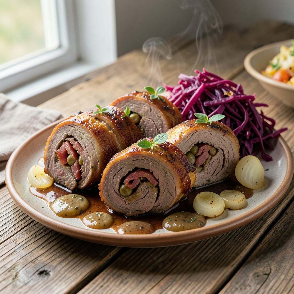 Authentic German Beef Rouladen Recipe: Cabbage-Wrapped Rolls with Mustard-Pickled Crunch