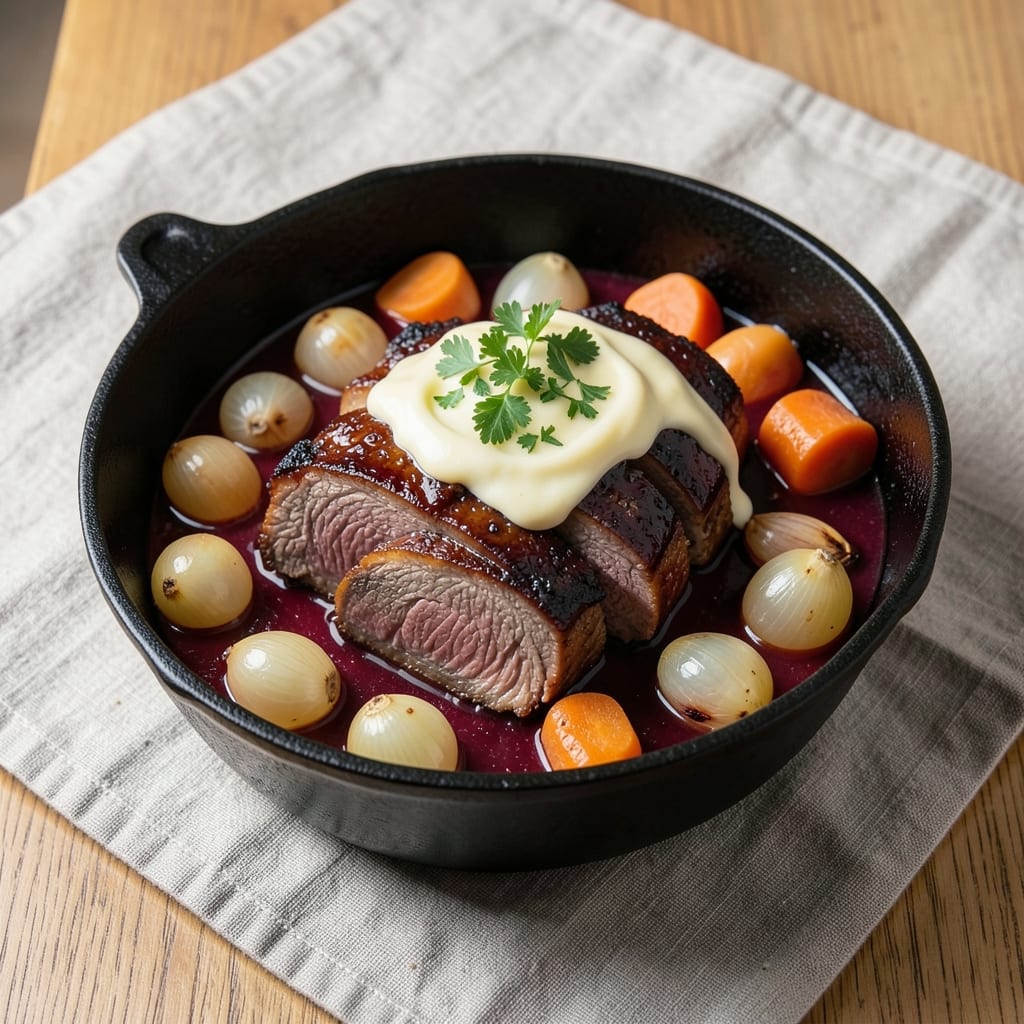 Barefoot in Paris Beef Bourguignon Recipe: Deep Red Wine Braise with Mushroom Richness