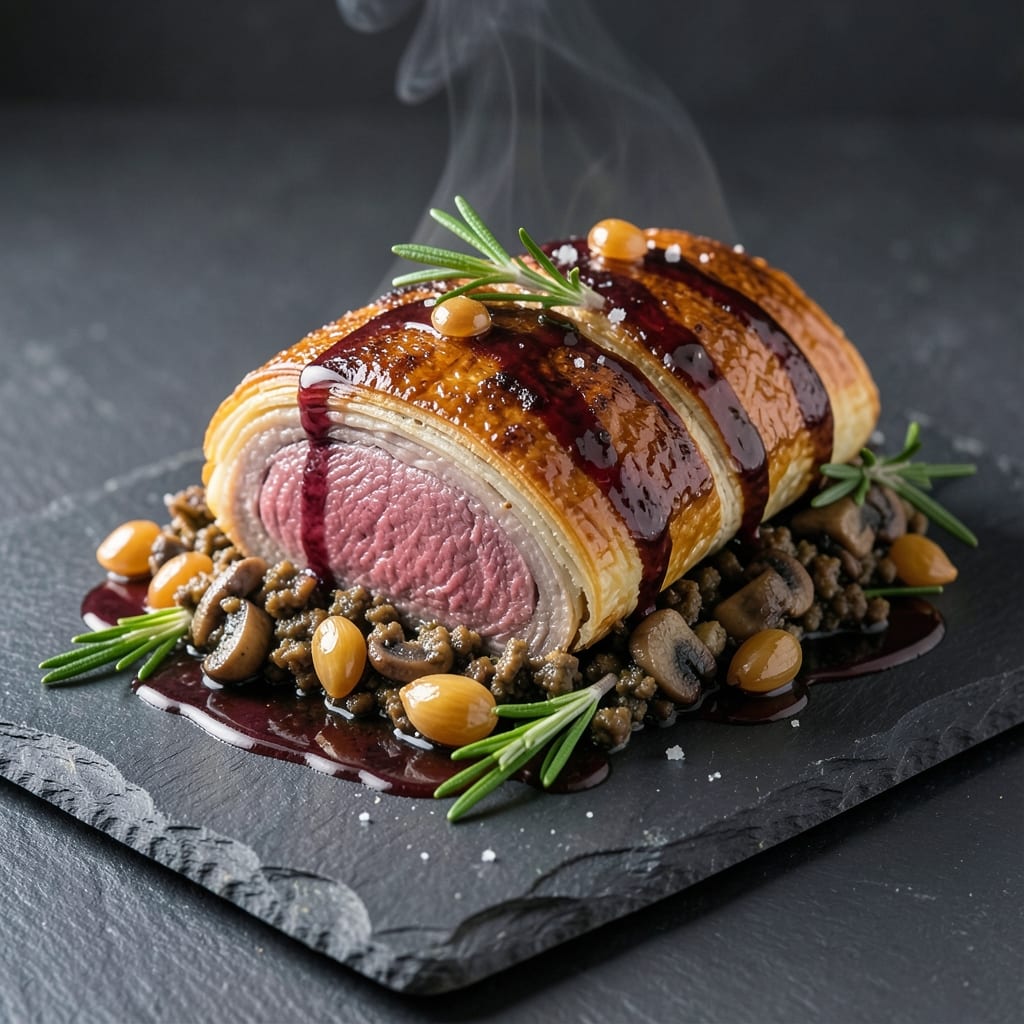 American Beef Wellington Recipe: Mushroom-Duxelles Crust Over Juicy Beef Tenderloin